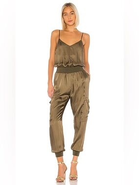 Cinq à Sept Twill Amia Jumpsuit in Olive Size XS
